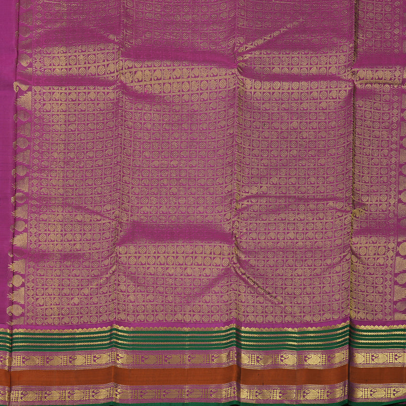 Hayagrivas Handloom Bottle Green Kanjivaram Silk Saree with Varisapet border KBD1828B14-1