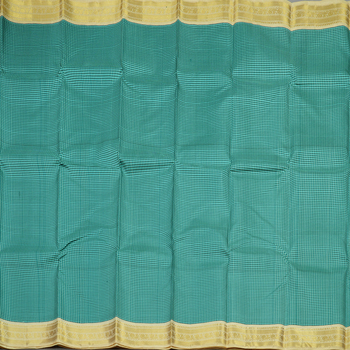 Hayagrivas Handloom Multicolour Checks Kanjivaram Silk Saree with Pale Yellow Border KBD1828B16-1