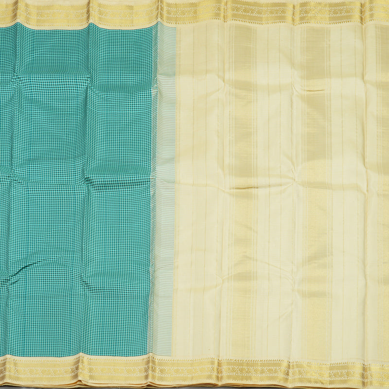 Hayagrivas Handloom Multicolour Checks Kanjivaram Silk Saree with Pale Yellow Border KBD1828B16-1