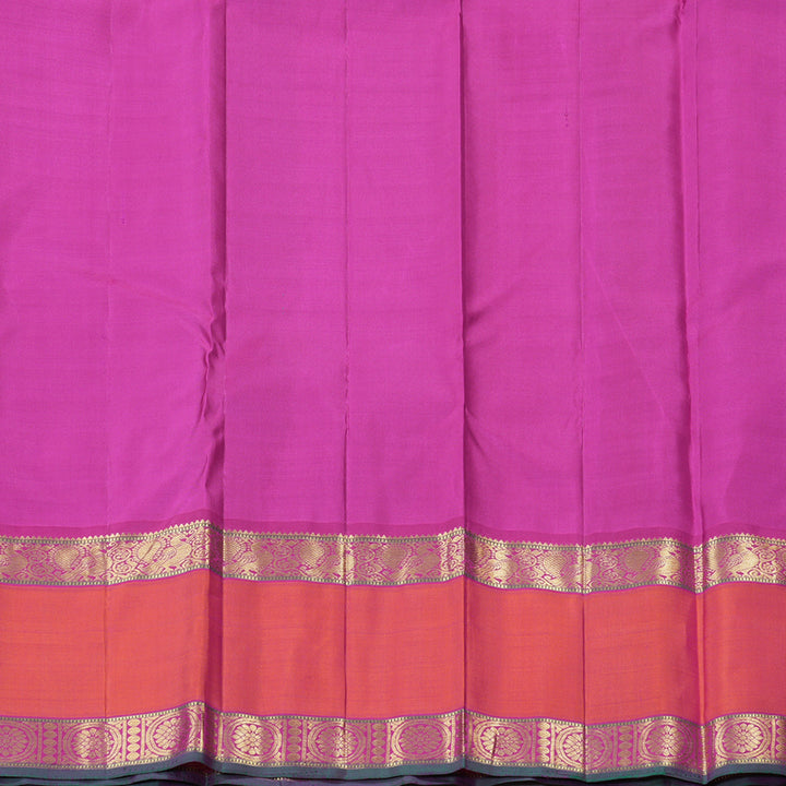 Hayagrivas Dark Purple Handloom Kanjivaram Silk Saree with Orangish Pink Border KBD1828B4-2