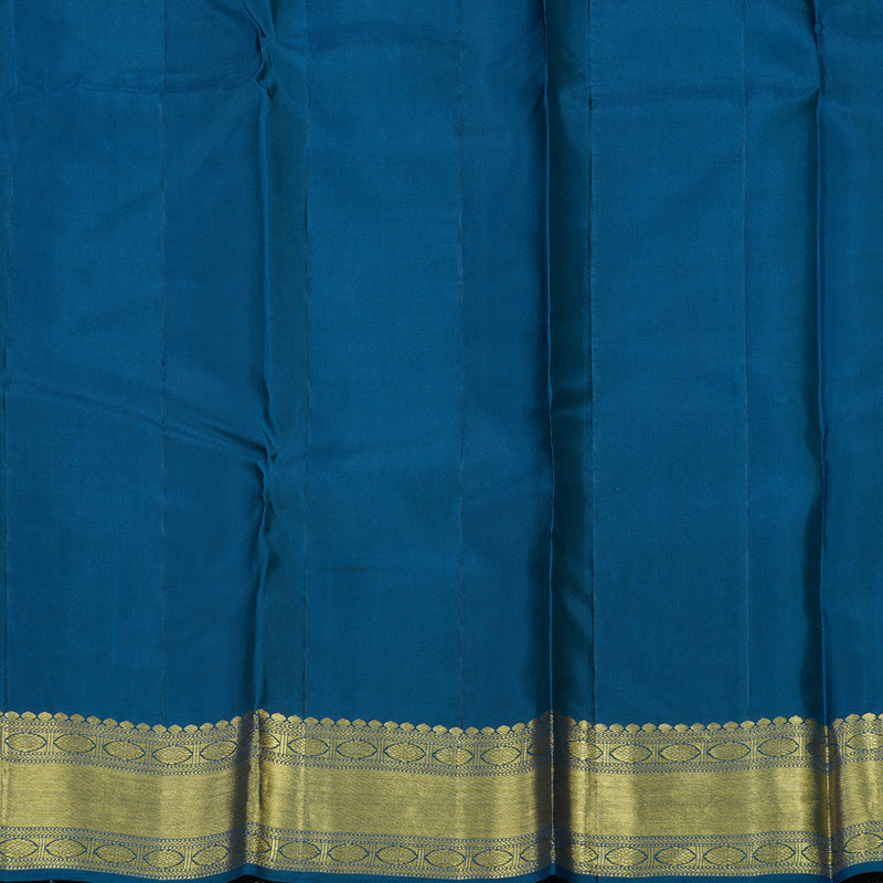 Hayagrivas Handloom Deep Peacock Blue Kanjivaram Silk Saree KBD1828B7-3