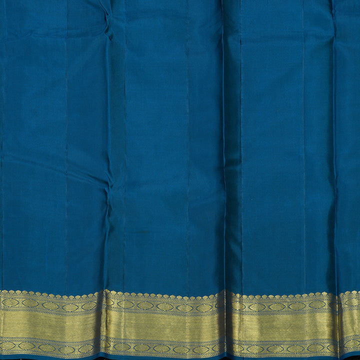 Hayagrivas Handloom Deep Peacock Blue Kanjivaram Silk Saree KBD1828B7-3