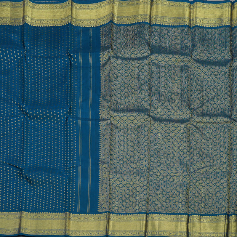 Hayagrivas Handloom Deep Peacock Blue Kanjivaram Silk Saree KBD1828B7-3