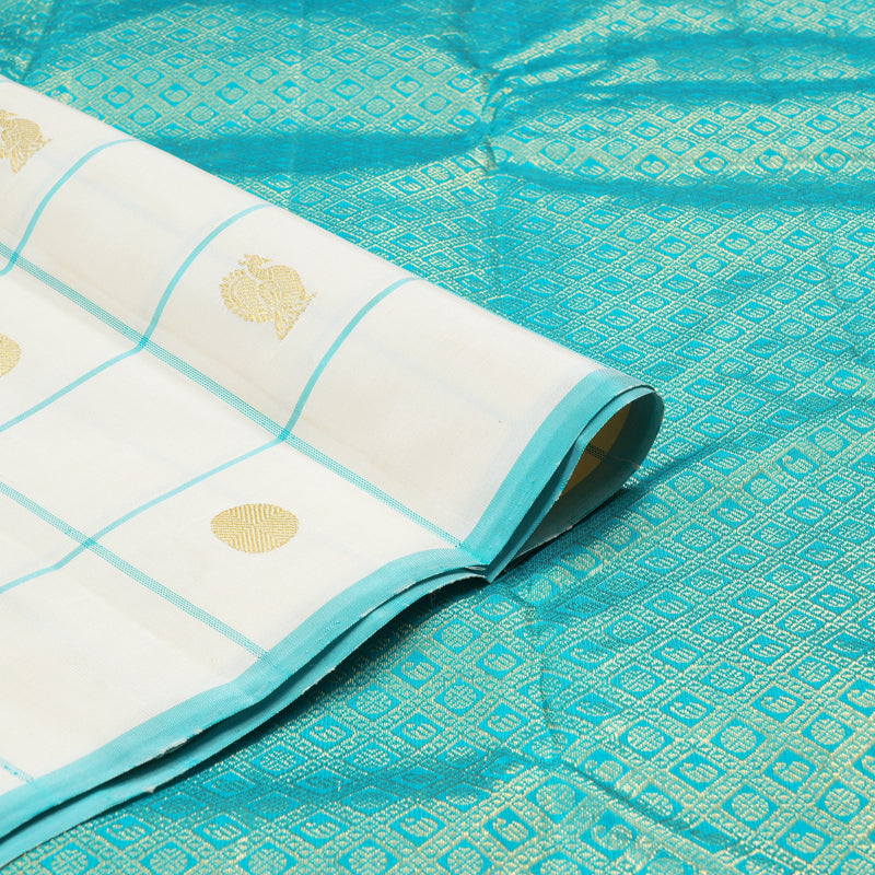 Hayagrivas Handloom Kanjivaram Silk Saree in Ethereal White KBD1828B9-5
