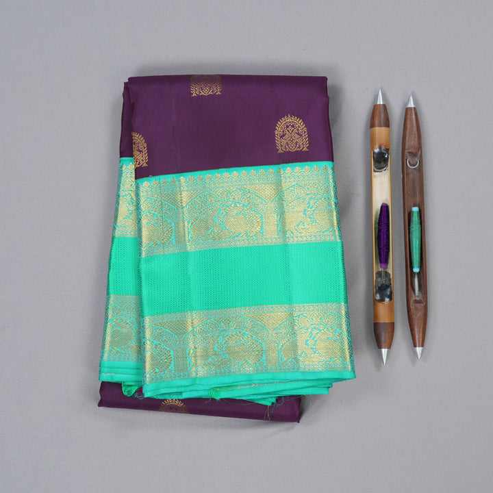 Hayagrivas Handloom Kanjivaram Silk Saree in Ethereal Deep Purple Color  KBD1829B1-1