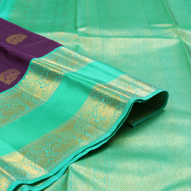 Hayagrivas Handloom Kanjivaram Silk Saree in Ethereal Deep Purple Color  KBD1829B1-1