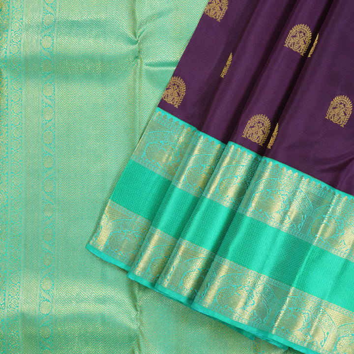Hayagrivas Handloom Kanjivaram Silk Saree in Ethereal Deep Purple Color  KBD1829B1-1