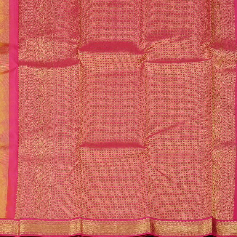 Hayagrivas Yellow Handloom Kanjivaram Silk Saree with Pink Border KBD1829B11-1