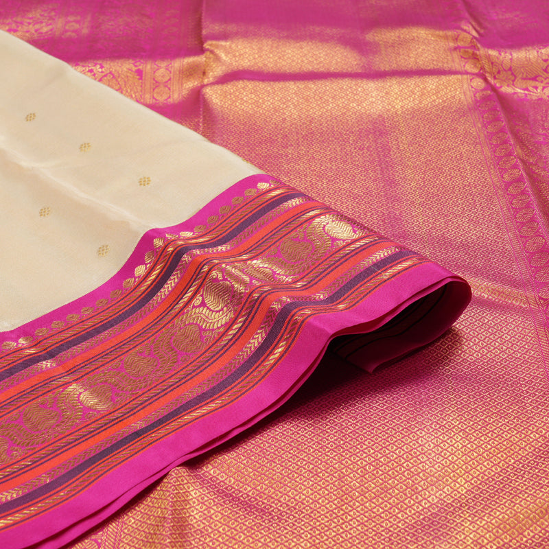 Hayagrivas Sandal Handloom Kanjivaram Silk Saree with Pink Border KBD1829B12-1