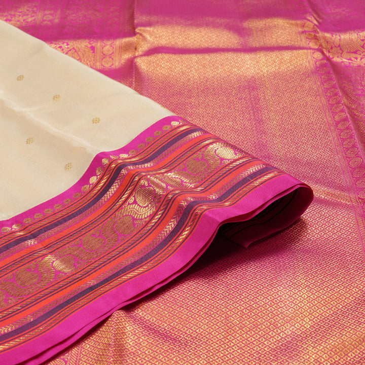 Hayagrivas Sandal Handloom Kanjivaram Silk Saree with Pink Border KBD1829B12-1