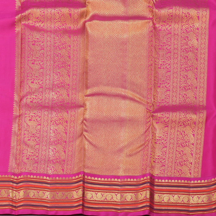 Hayagrivas Sandal Handloom Kanjivaram Silk Saree with Pink Border KBD1829B12-1