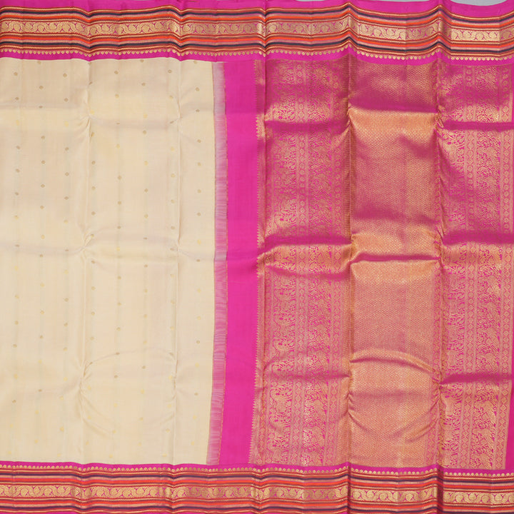 Hayagrivas Sandal Handloom Kanjivaram Silk Saree with Pink Border KBD1829B12-1