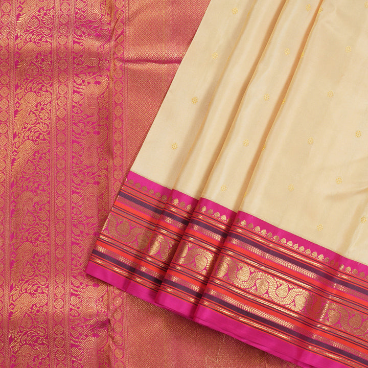 Hayagrivas Sandal Handloom Kanjivaram Silk Saree with Pink Border KBD1829B12-1