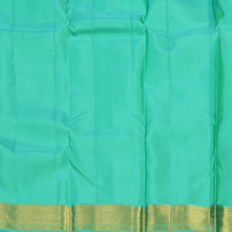 Hayagrivas Handloom Half White Kanjivaram Silk Saree with Teal border KBD1829B8-2