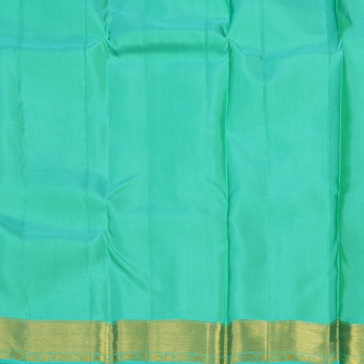 Hayagrivas Handloom Half White Kanjivaram Silk Saree with Teal border KBD1829B8-2