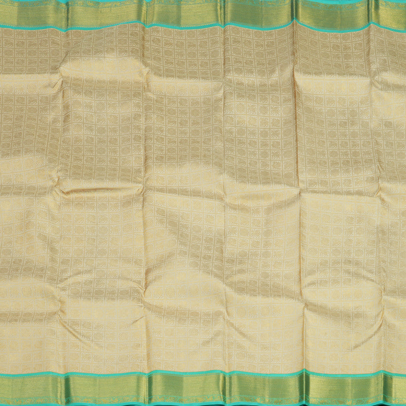 Hayagrivas Handloom Half White Kanjivaram Silk Saree with Teal border KBD1829B8-2