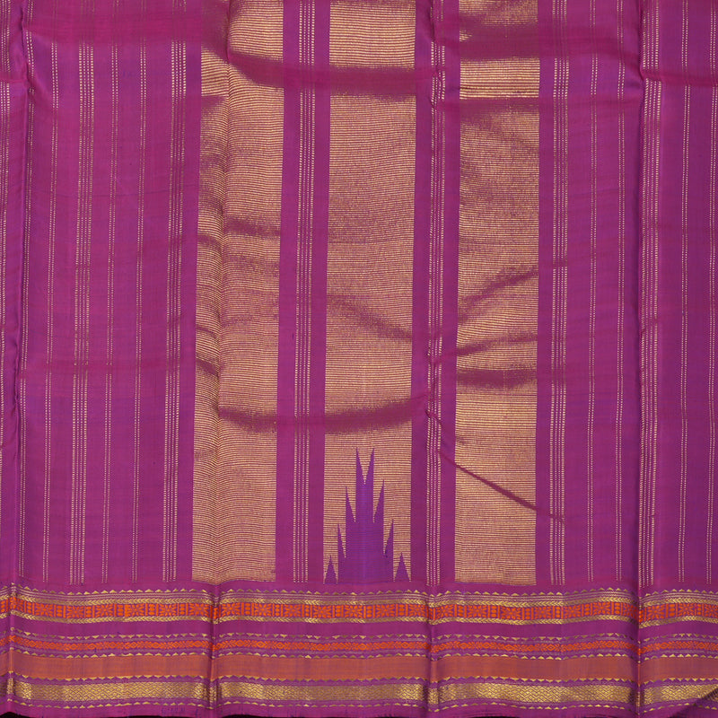 Hayagrivas Handloom Multicolour Checks Kanjivaram Silk Saree with Purple Border KBD1830B7-1
