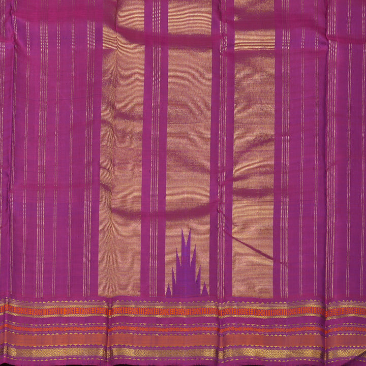 Hayagrivas Handloom Multicolour Checks Kanjivaram Silk Saree with Purple Border KBD1830B7-1