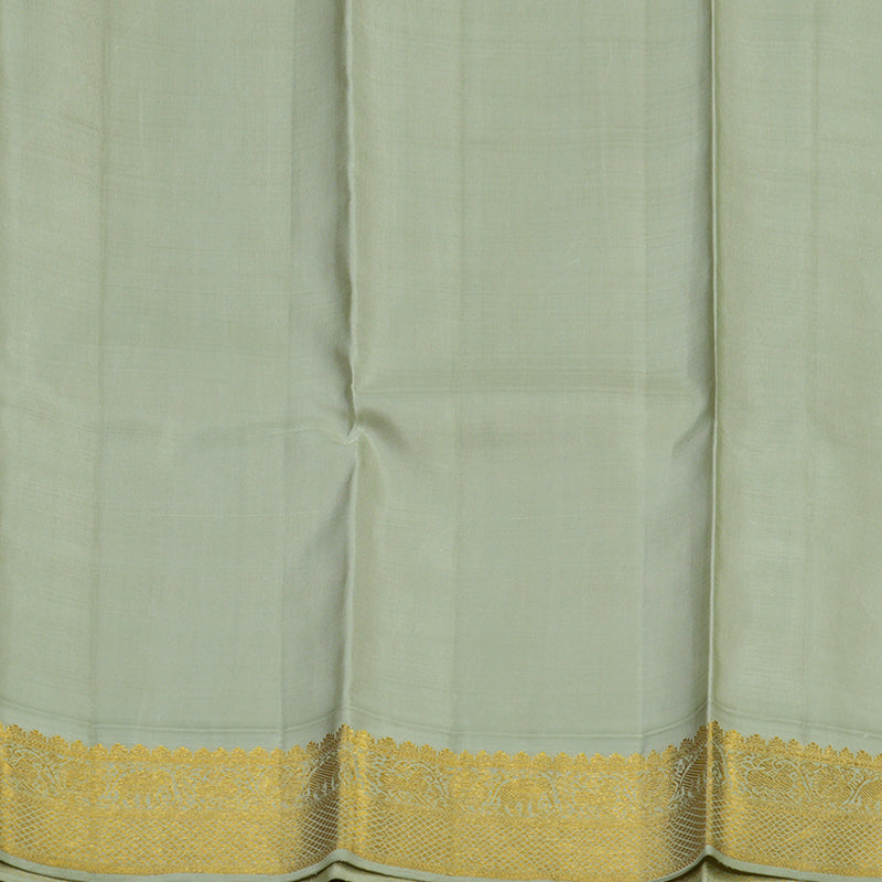 Hayagrivas Handloom Purple Kanjivaram Silk Saree with Greyish-Green Border KBD1831B2-1