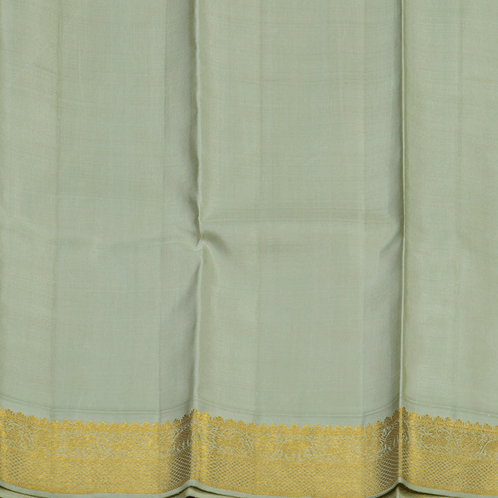 Hayagrivas Handloom Purple Kanjivaram Silk Saree with Greyish-Green Border KBD1831B2-1