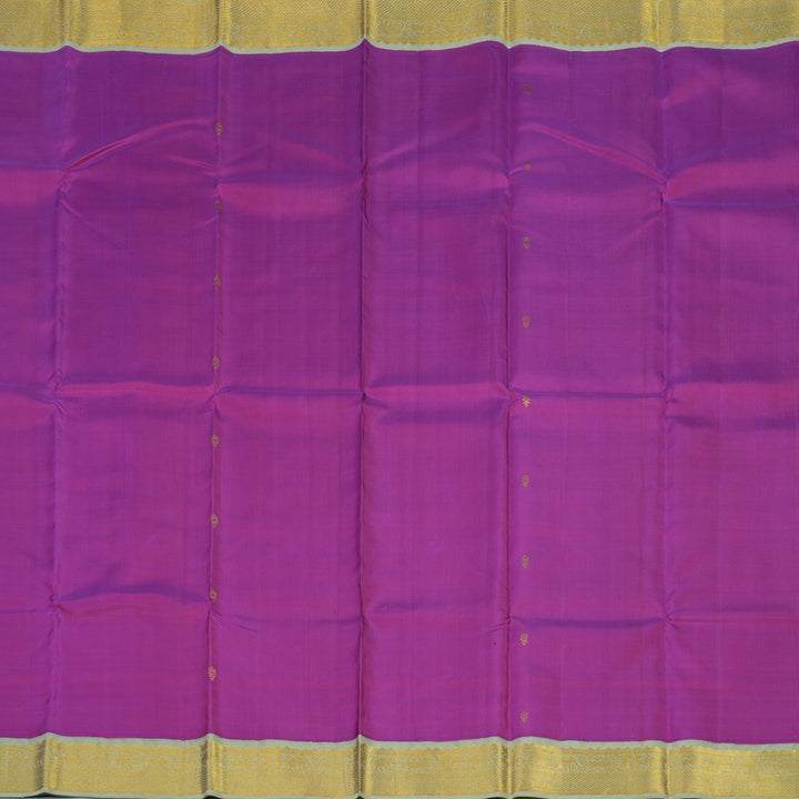 Hayagrivas Handloom Purple Kanjivaram Silk Saree with Greyish-Green Border KBD1831B2-1