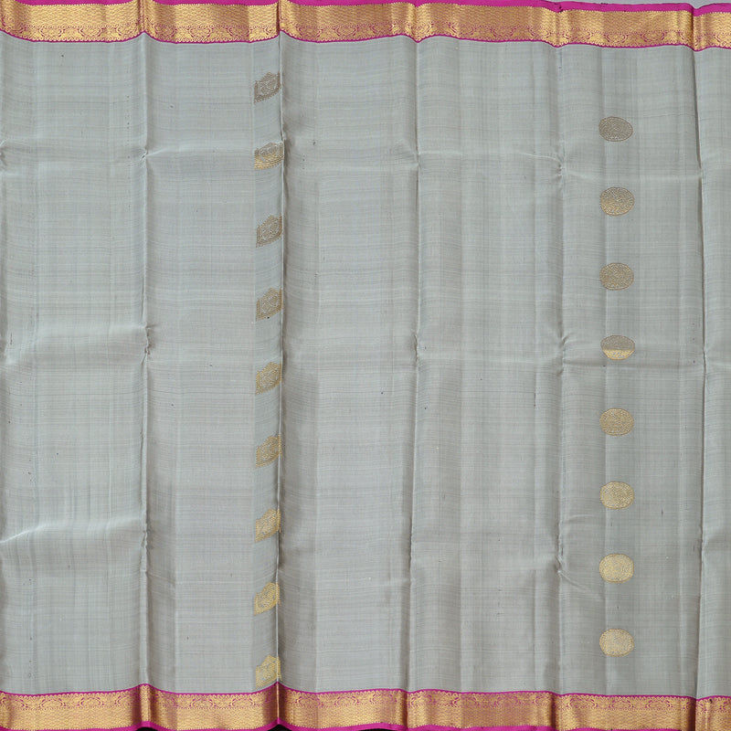 Hayagrivas Grey Handloom Kanjivaram Silk Saree with Purple Border KBD1832B2-1