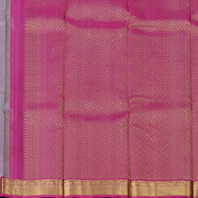 Hayagrivas Grey Handloom Kanjivaram Silk Saree with Purple Border KBD1832B2-1