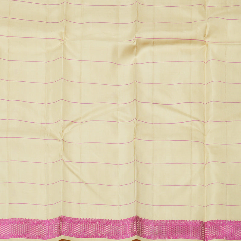 Hayagrivas Half White Handloom Kanjivaram Silk Saree with Pink Border KBD1832B4-2