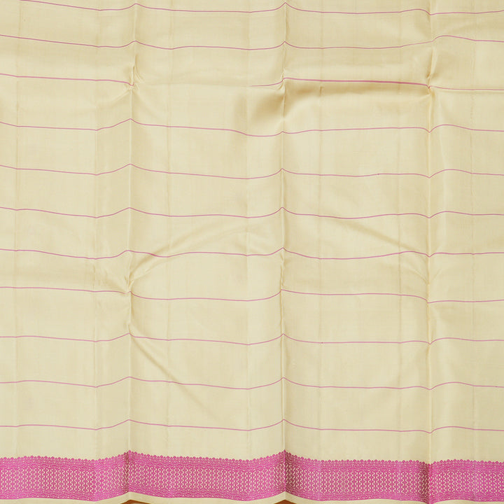 Hayagrivas Half White Handloom Kanjivaram Silk Saree with Pink Border KBD1832B4-2