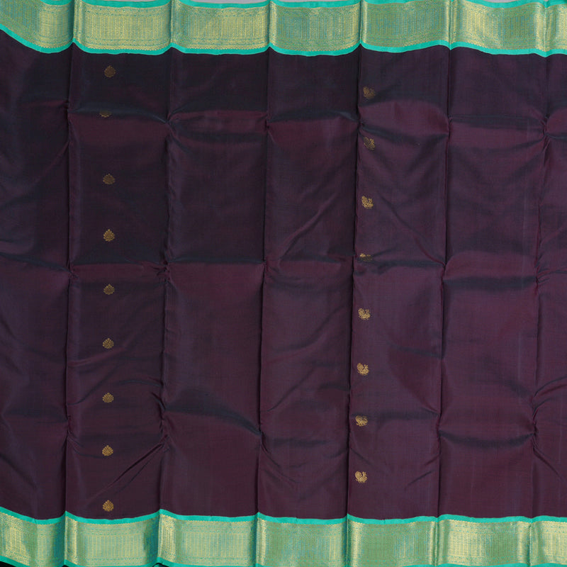Hayagrivas Plum Purple Handloom Kanjivaram Silk Saree with Sea Blue Border KBD1833B8-2