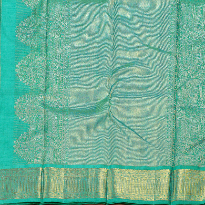 Hayagrivas Plum Purple Handloom Kanjivaram Silk Saree with Sea Blue Border KBD1833B8-2