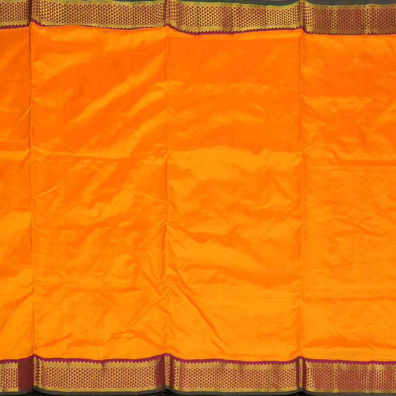 Hayagrivas Mango Orange Pure Ten Yards Silk Madisar with Maroon Border KBD1834B12-2
