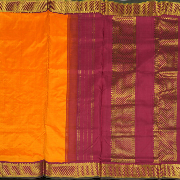 Hayagrivas Mango Orange Pure Ten Yards Silk Madisar with Maroon Border KBD1834B12-2