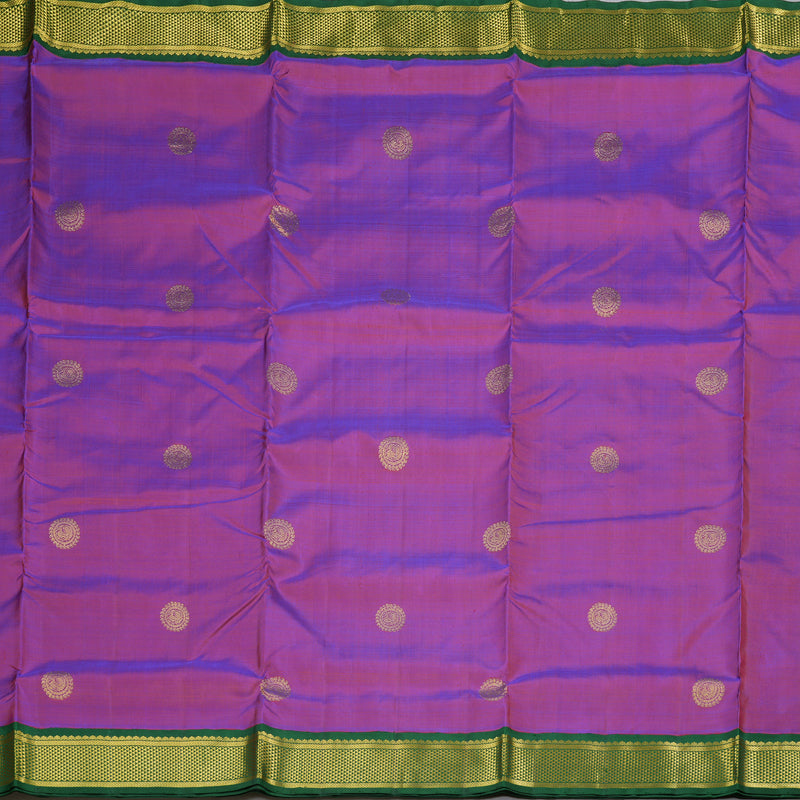 Hayagrivas Purple Handloom Ten Yards Silk Saree with Bottle Green Border KBD1834B15-2