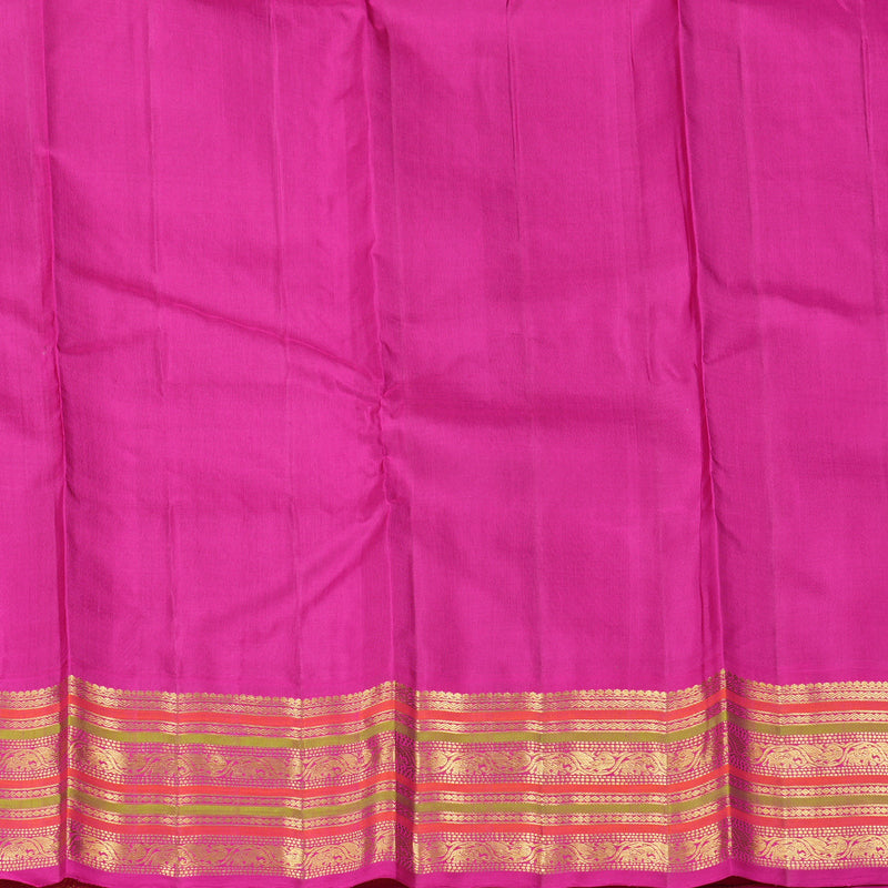 Hayagrivas Fluorescent Green Handloom Kanjivaram Silk Saree with Pink Border KBD1834B4-1