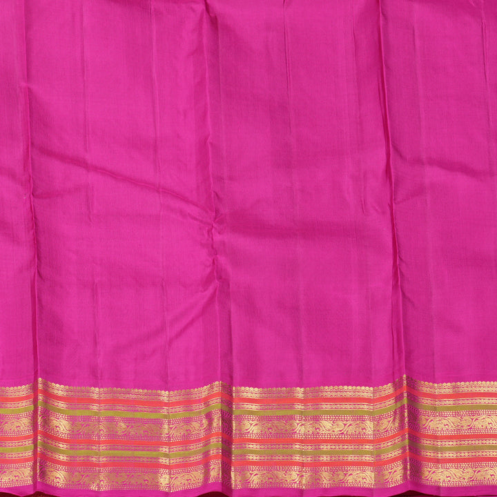 Hayagrivas Fluorescent Green Handloom Kanjivaram Silk Saree with Pink Border KBD1834B4-1