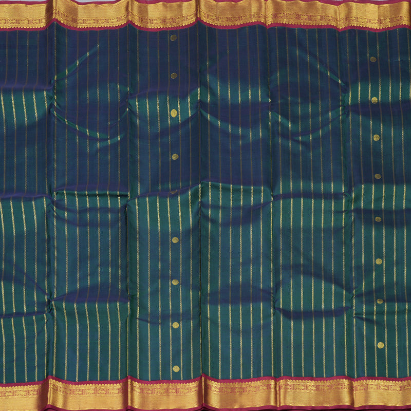 Hayagrivas Peacock Green Handloom Kanjivaram Silk Saree with Maroon Border KBD1834B6-2