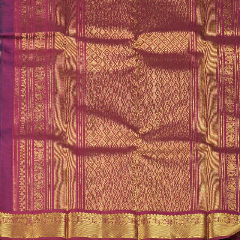 Hayagrivas Peacock Green Handloom Kanjivaram Silk Saree with Maroon Border KBD1834B6-2