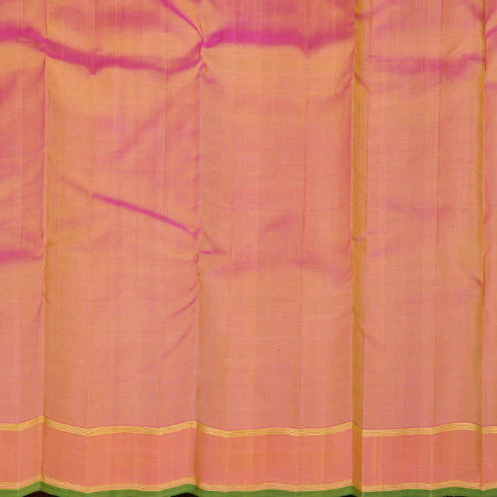 Hayagrivas Light Elaichi Green Handloom Kanjivaram Silk Saree with Dual Tone (Pink With Yellow) Border KBD1835B2-1