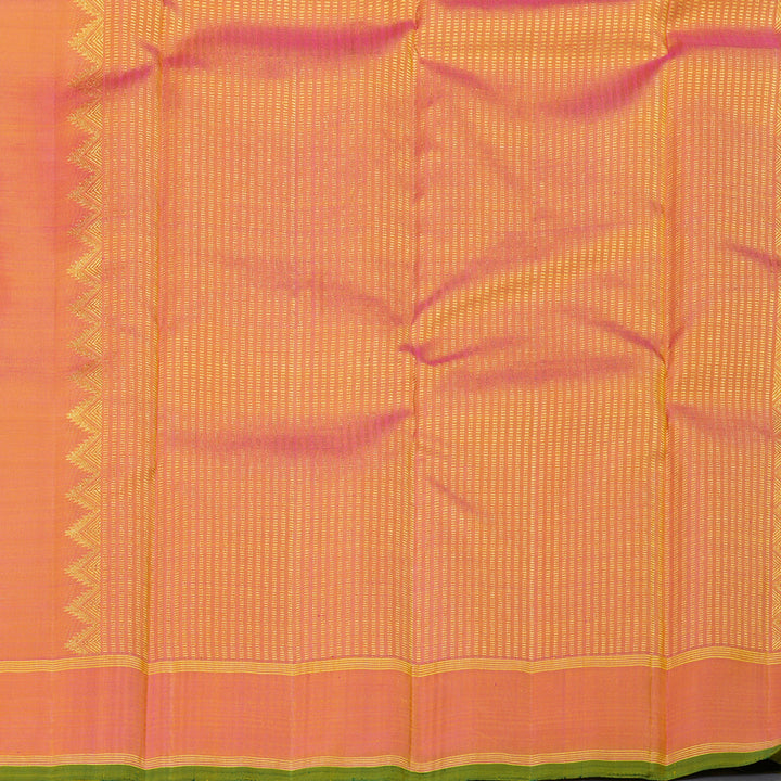 Hayagrivas Light Elaichi Green Handloom Kanjivaram Silk Saree with Dual Tone (Pink With Yellow) Border KBD1835B2-1