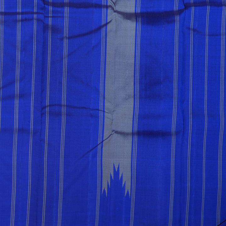 Hayagrivas Handloom Raising Border Grey - Blue Kanjivaram Silk Saree KBD1835B3-1