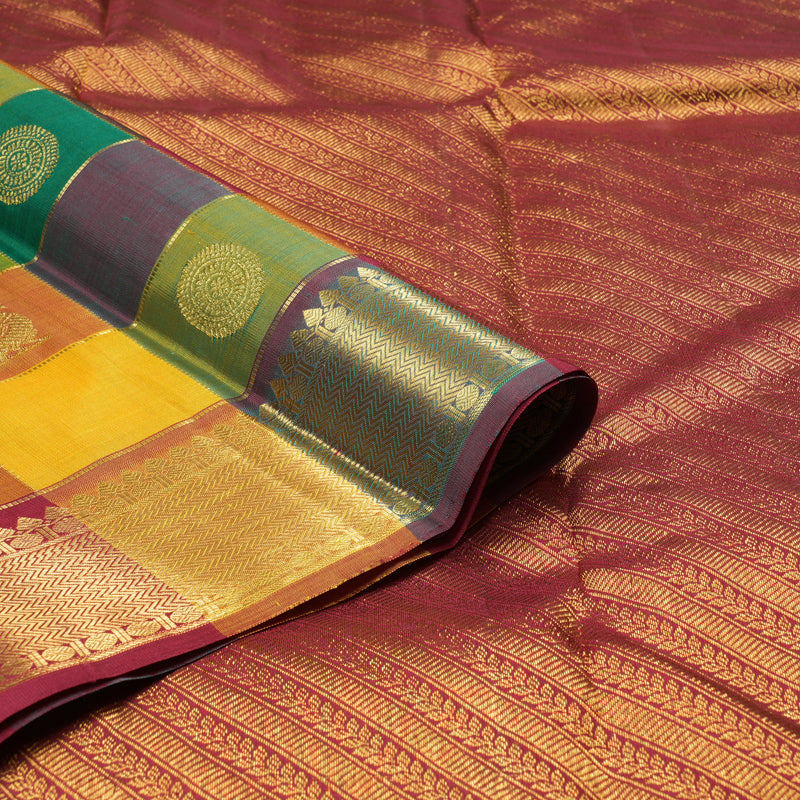 Hayagrivas Handloom Kanjivaram Silk Saree in Radiant Multicolour Checks KBD1835B6-1