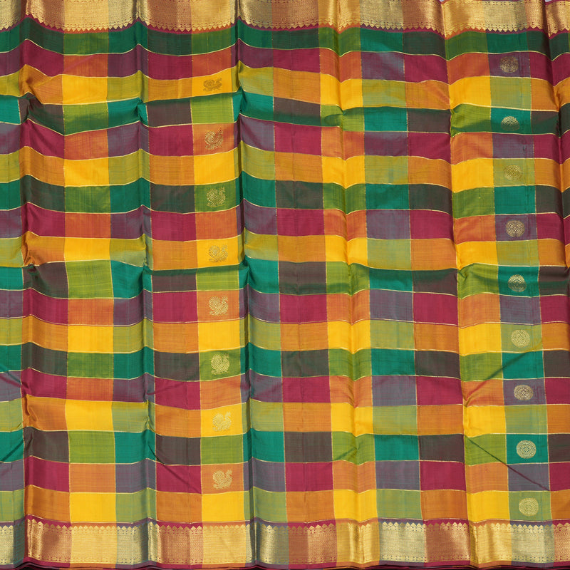 Hayagrivas Handloom Kanjivaram Silk Saree in Radiant Multicolour Checks KBD1835B6-1