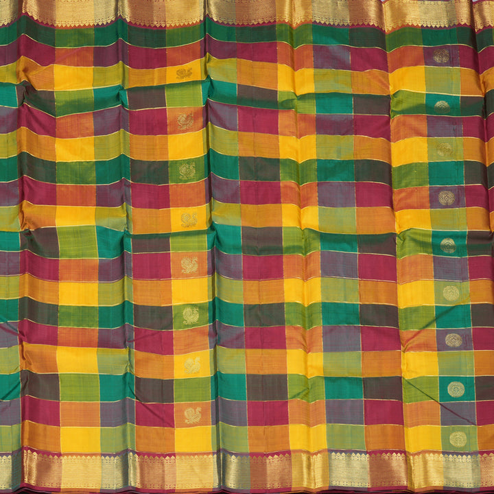 Hayagrivas Handloom Kanjivaram Silk Saree in Radiant Multicolour Checks KBD1835B6-1