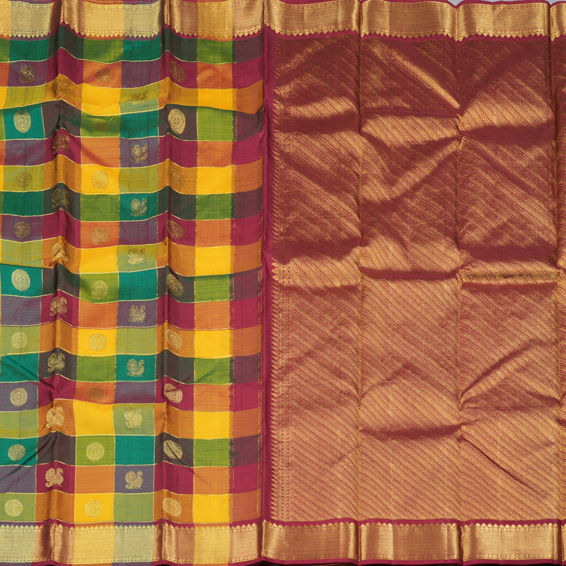 Hayagrivas Handloom Kanjivaram Silk Saree in Radiant Multicolour Checks KBD1835B6-1