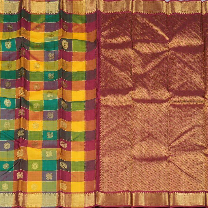 Hayagrivas Handloom Kanjivaram Silk Saree in Radiant Multicolour Checks KBD1835B6-1