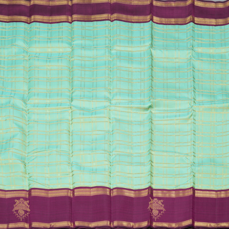 Hayagrivas Handloom Kanjivaram Silk Saree in Vibrant Sea Green KBD1837B13-1
