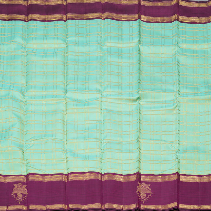 Hayagrivas Handloom Kanjivaram Silk Saree in Vibrant Sea Green KBD1837B13-1