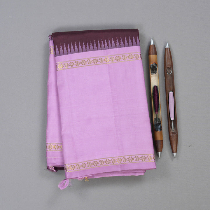 Hayagrivas Handloom Kanjivaram Silk Saree in Sophisticated Dark Brown KBD1837B15-1