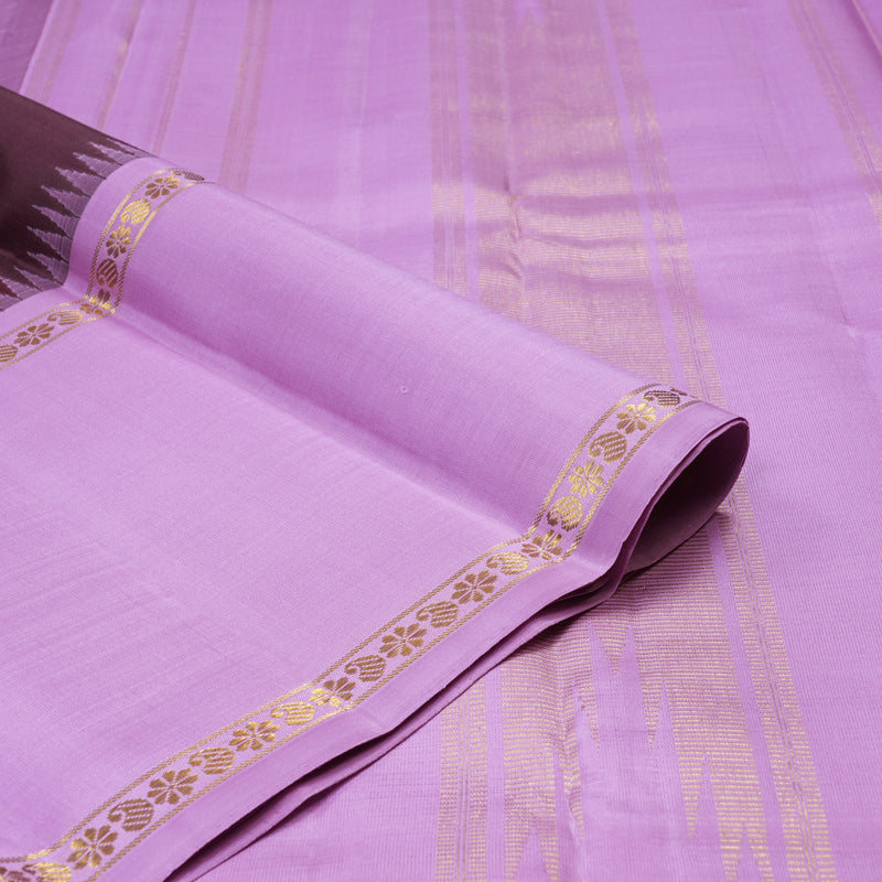 Hayagrivas Handloom Kanjivaram Silk Saree in Sophisticated Dark Brown KBD1837B15-1